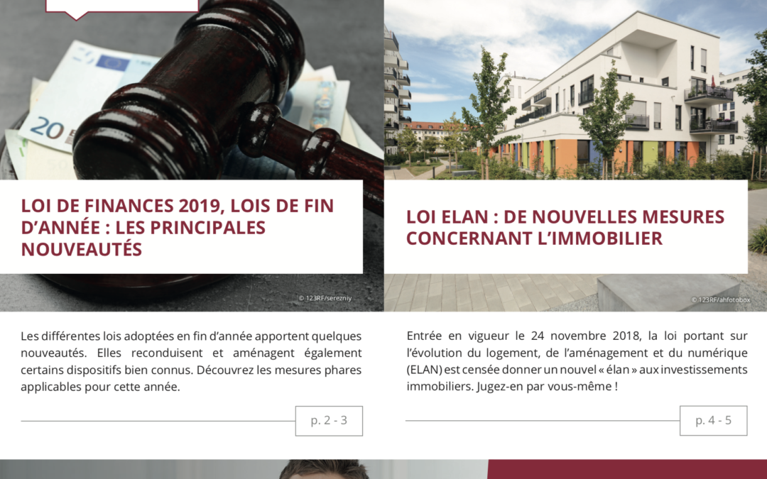 Impôts – placements – immobilier : l’information patrimoniale du 1er trimestre 2019