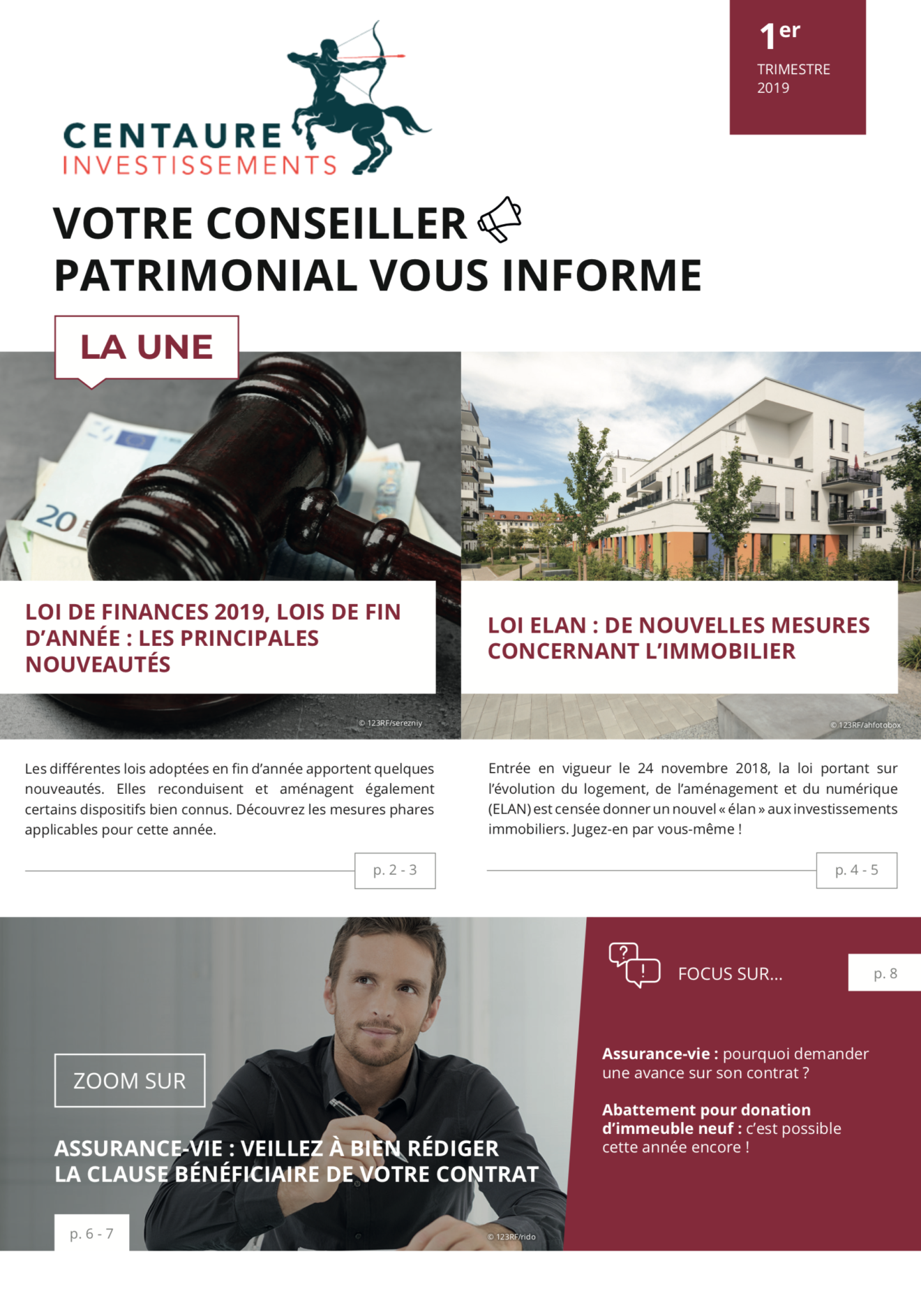 Impôts - placements - immobilier : l'information patrimoniale du 1er trimestre 2019