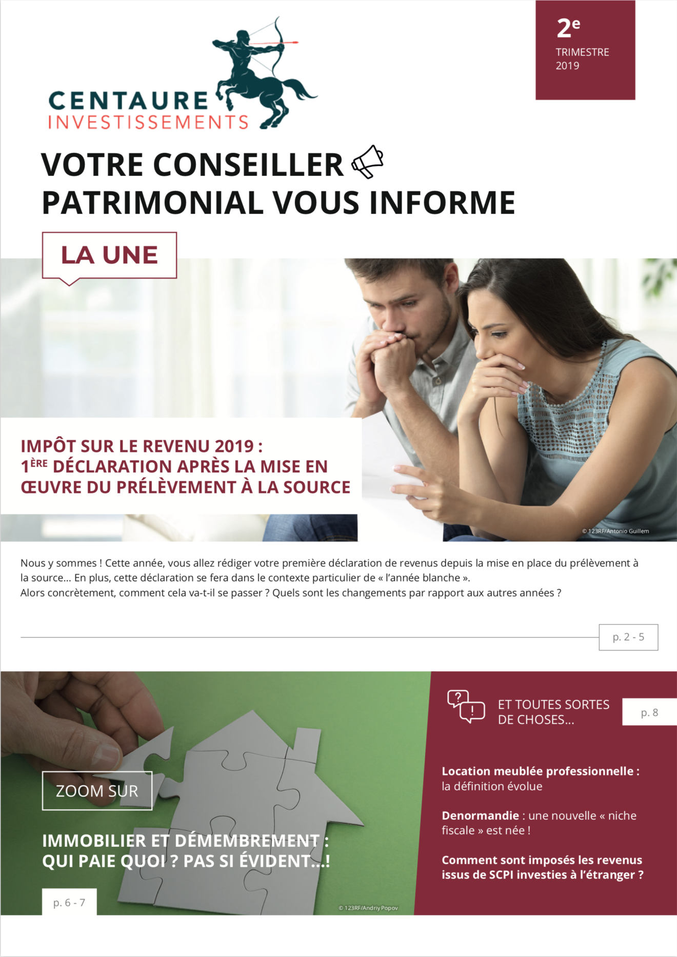 Impôts - placements - immobilier : l'information patrimoniale du 2ème trimestre 2019