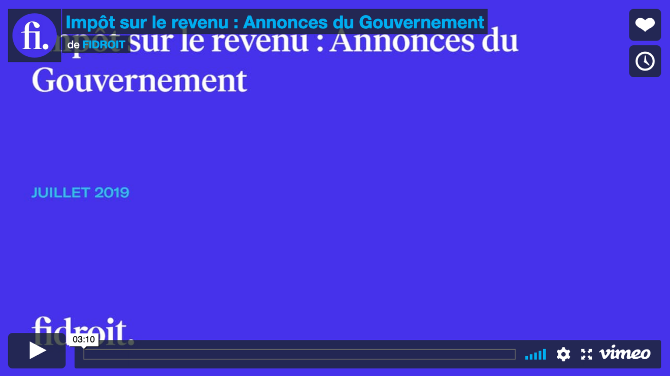 Impôt sur le revenu : Annonces du Gouvernement