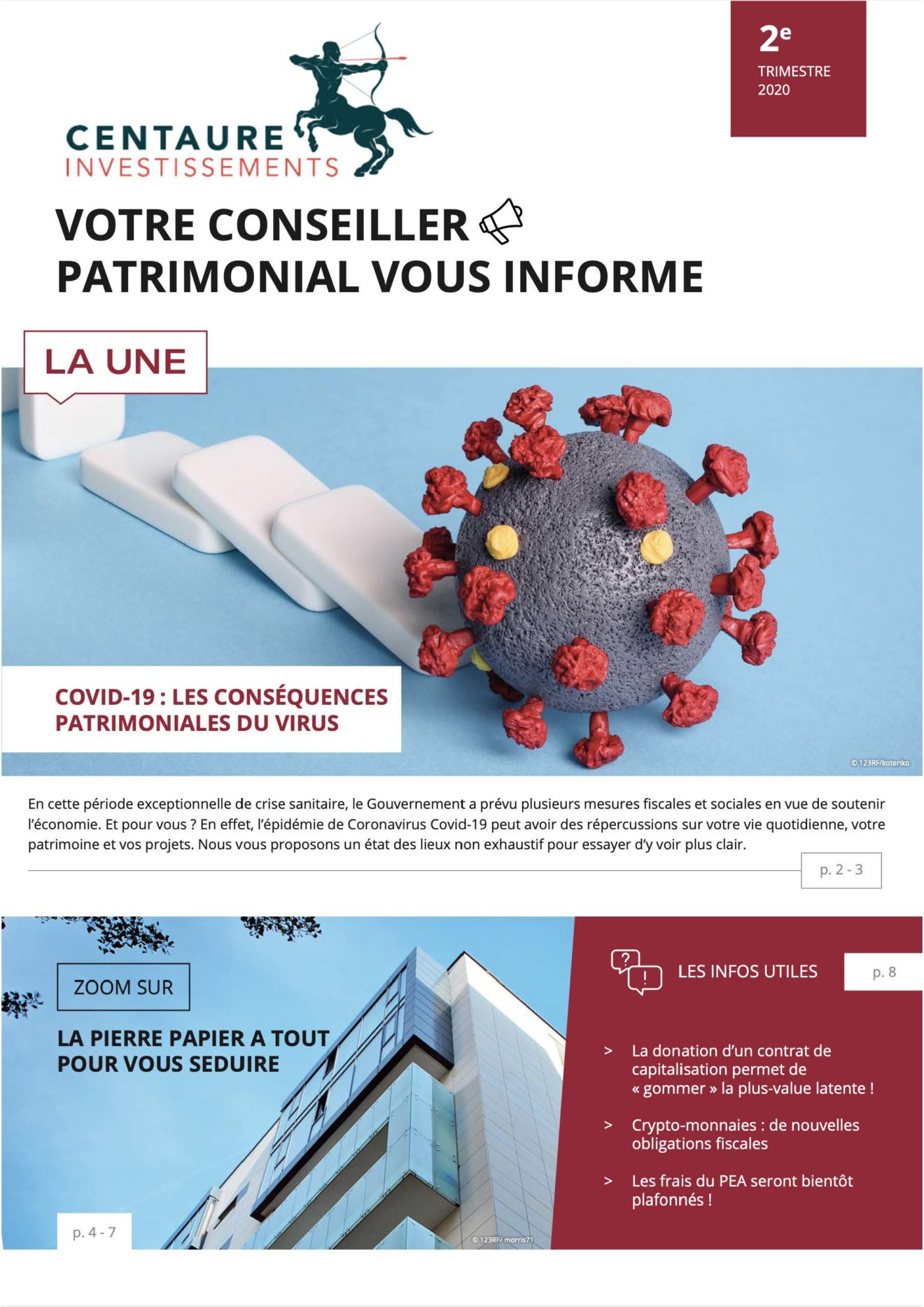 Impôts - placements - immobilier : l'information patrimoniale du 2ème trimestre 2020