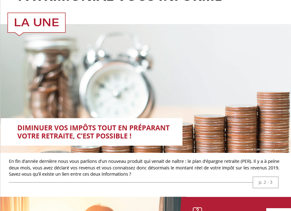 Impôts – placements – immobilier : l’information patrimoniale du 3ème trimestre 2020