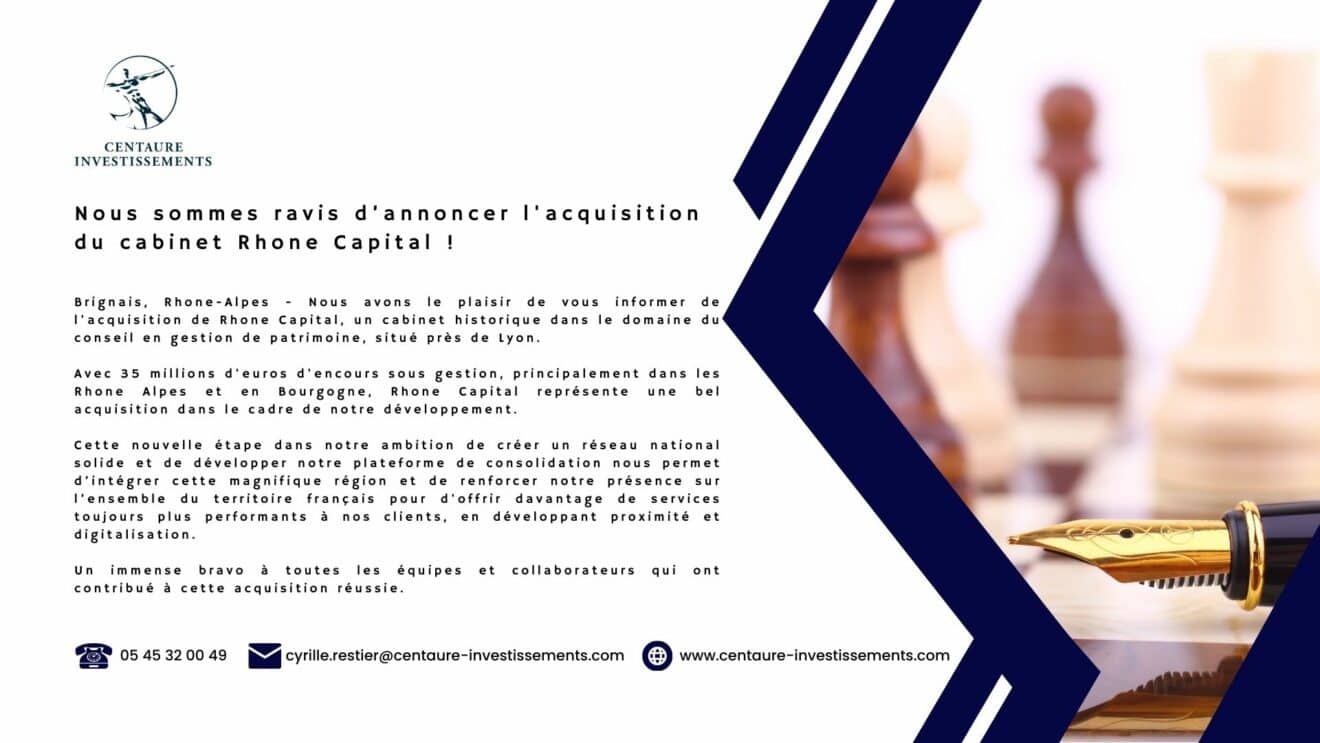 Troisième acquisition pour Centaure Investissements