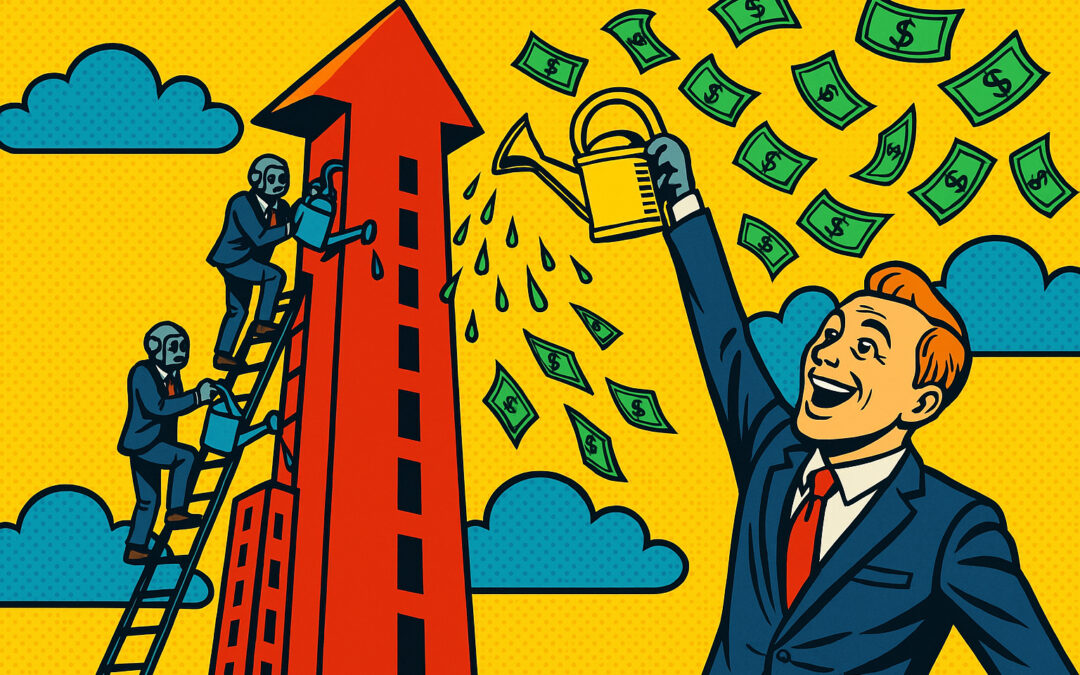 Les indices américains donnent le tournis : chaque séance ressemble à un concours d’altitude. Les courbes grimpent, les traders lévitent, et les analystes ressortent leurs graphiques des années 1990, ceux qui s’étaient terminés par un crash mémorable. Mais cette fois, jurent-ils, « c’est une nouvelle ère » : l’intelligence artificielle aurait remplacé la folie internet. L’or s’ennuie, les robots enchantent, et même les banquiers se prennent à parler de productivité poétique. Pendant ce temps, l’Europe souffle dans son cor de brume, le Japon s’enivre de politique monétaire, l’Argentine rejoue Friedman à la guitare électrique, et les patrons de la tech testent la croissance sans salariés. Bienvenue dans le capitalisme version 2025 : dopé à la data, sans sommeil ni remords.